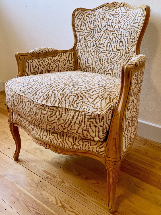 Bergère à coussin, tissu Vano